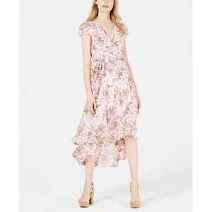 Betsey Johnson Wrap Dress Sz 8 Roses Midi Flowy Romantic Soft Girl